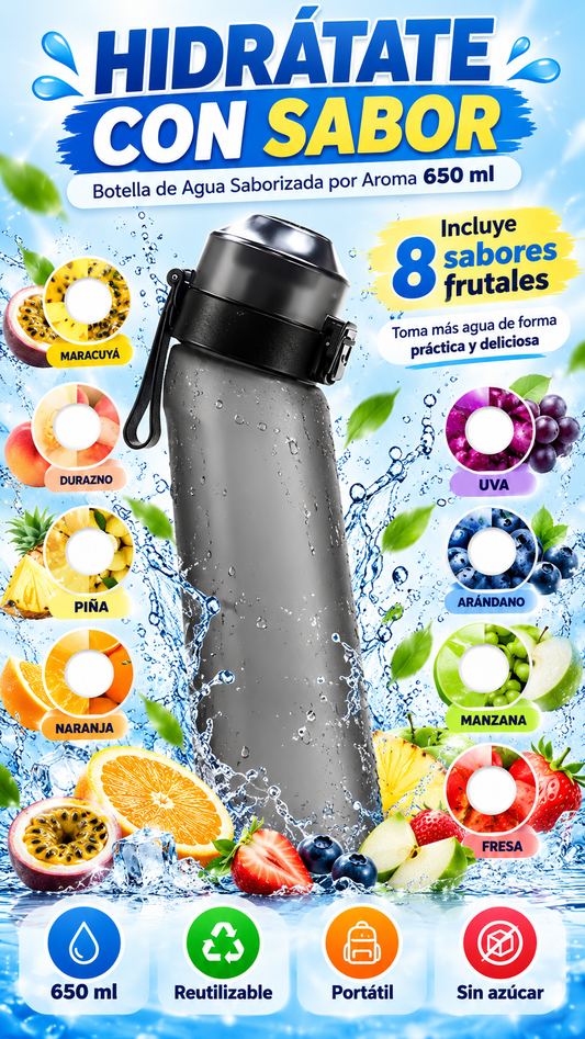 AquaFruit™ | Botella de Agua Saborizada por Aroma 650 ml