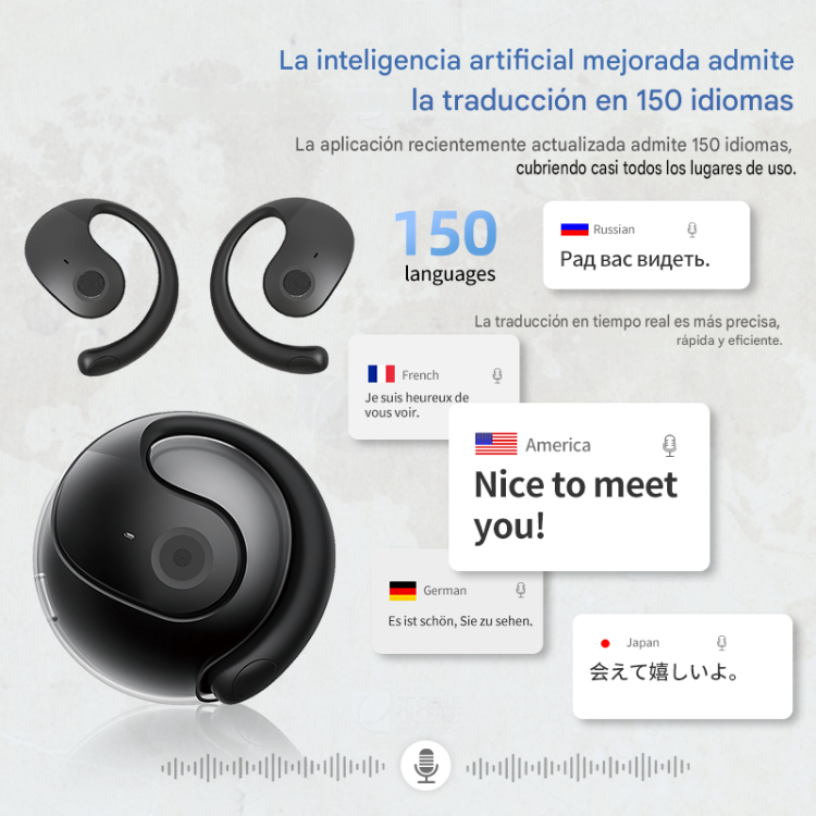 Audífonos Traductores Inteligentes IA, + 140 idiomas, Traducción en Tiempo Real en tus Oídos