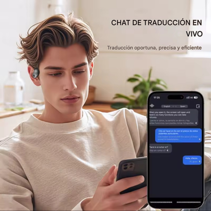 Audífonos Traductores Inteligentes IA, + 140 idiomas, Traducción en Tiempo Real en tus Oídos