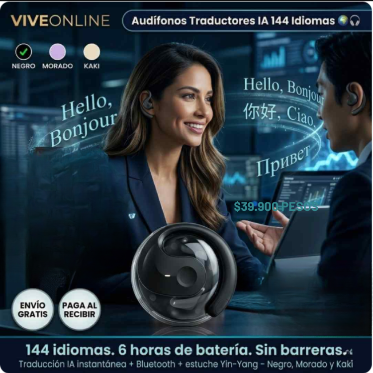 Audífonos Traductores Inteligentes IA, + 140 idiomas, Traducción en Tiempo Real en tus Oídos