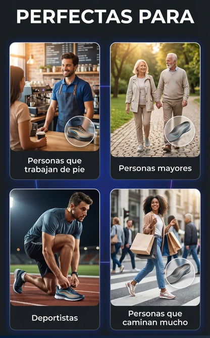 PLANTILLAS ORTOPÉDICAS GEL - Alivia dolor de Talón, Absorbe Impacto y Mejora tu Pisada Diaria